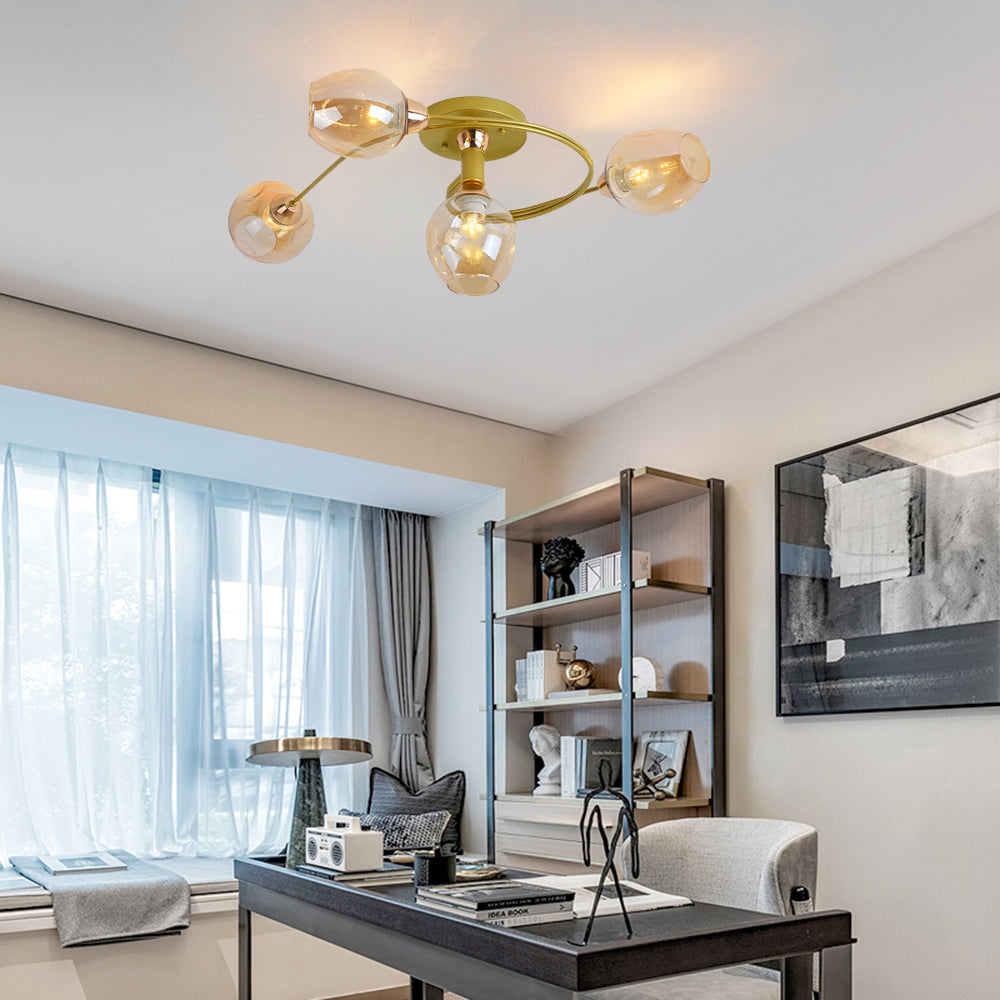 Valentina Moderne Mooi LED Plafondlampen Stijlvol Zwart Metaal/Glas Slaapkamer