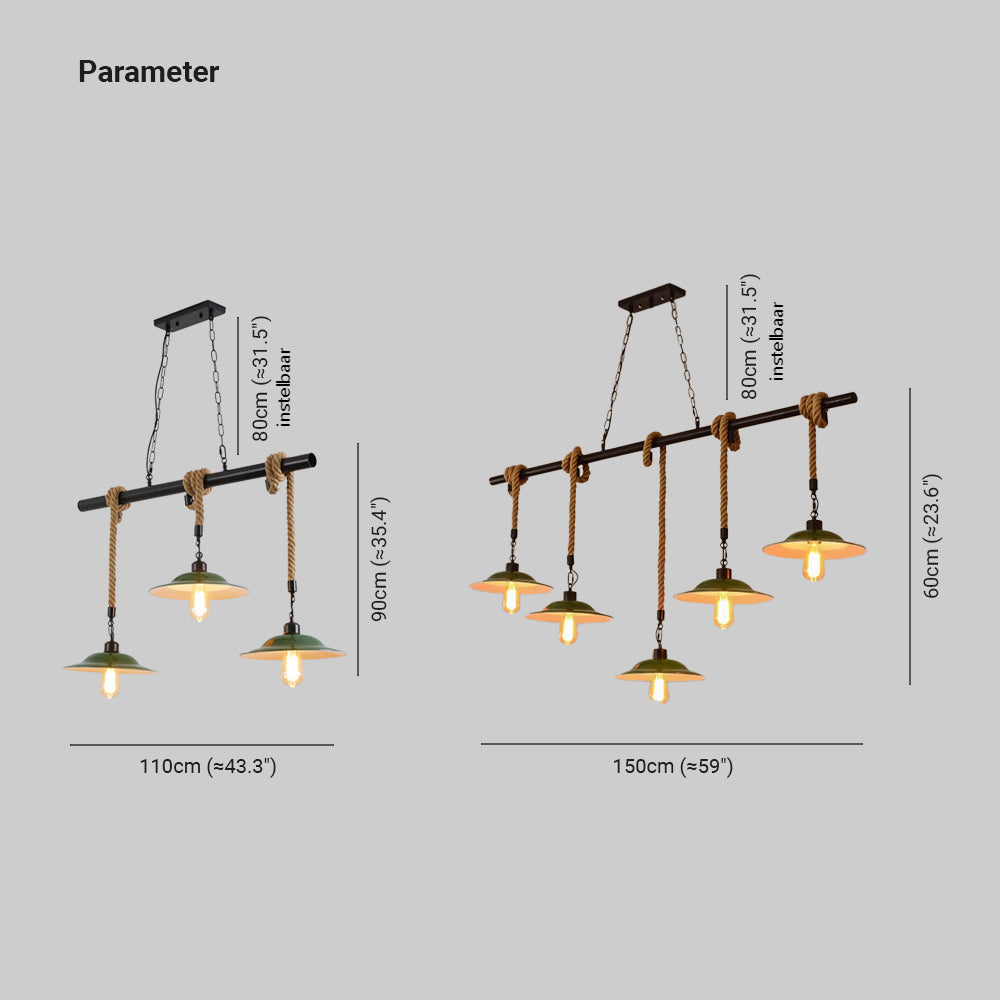 Epoch Vintage LED Hanglampen Groen Metaal Keuken/Woonkamer