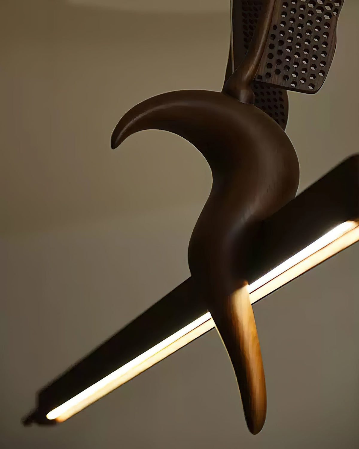 Varinisra sculpturale hanglamp van walnoothout