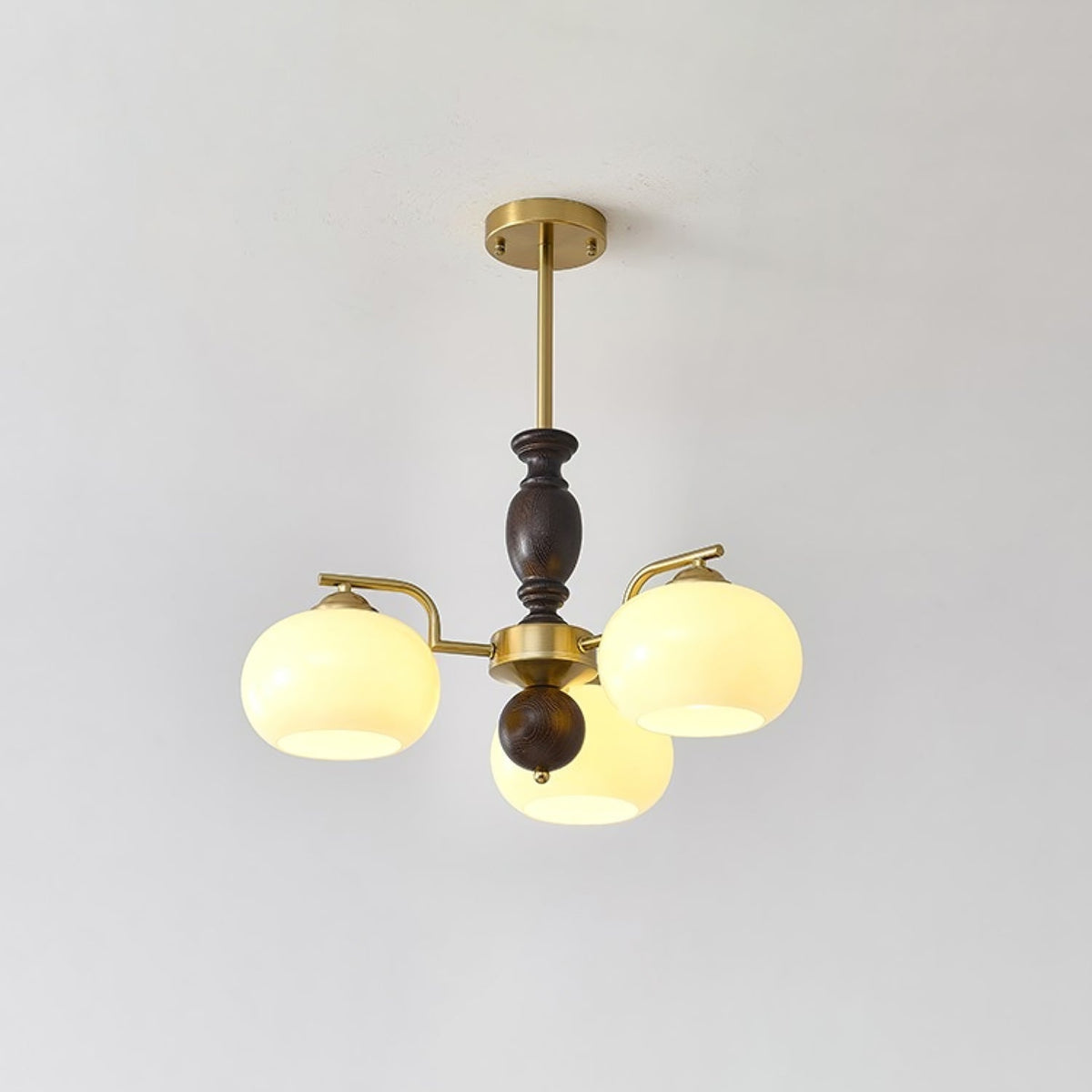 Elverora Kroonluchter Walnoot Beige Bolvormig