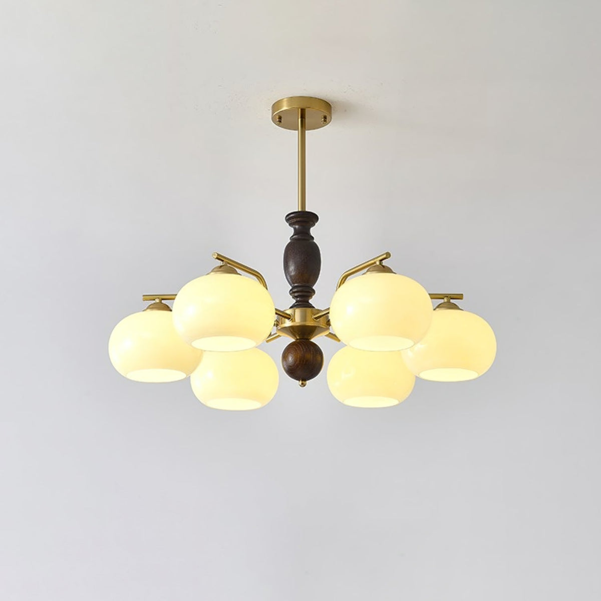 Elverora Kroonluchter Walnoot Beige Bolvormig