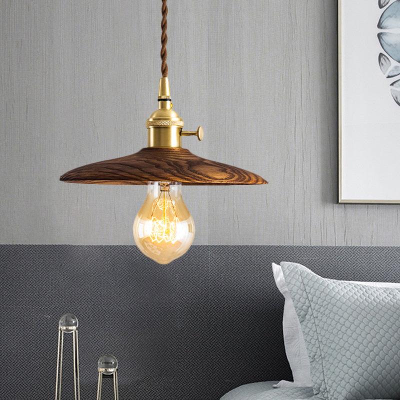 Veldra Retro hanglamp van messing en walnoot