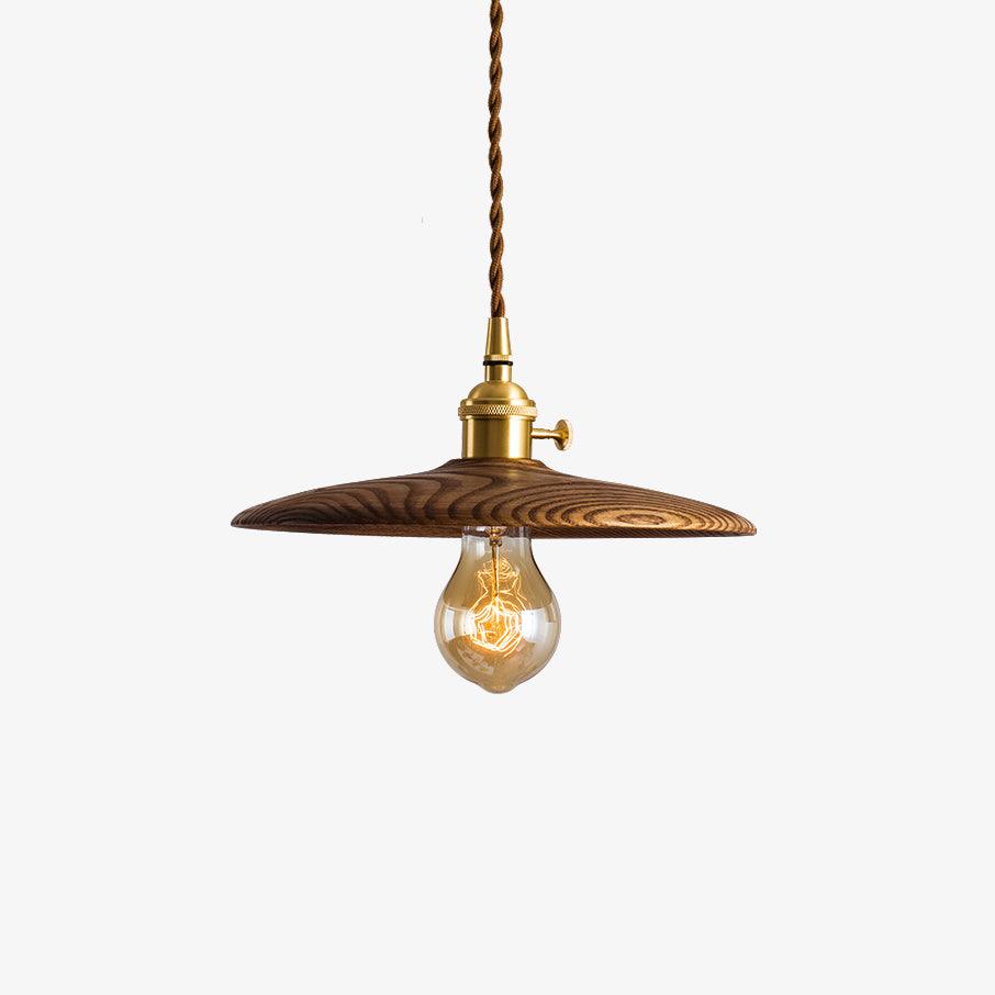 Veldra Retro hanglamp van messing en walnoot