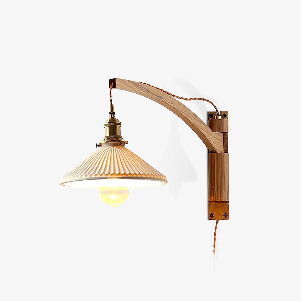Evin Noordse kunst Swing Arm wandlamp van walnoothout en keramiek