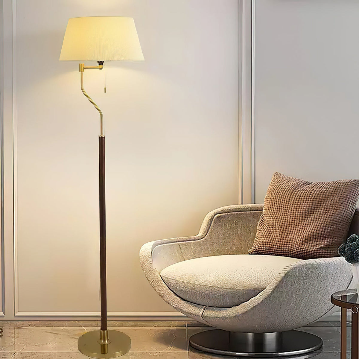 Elverine Walnoot fluister vloerlamp