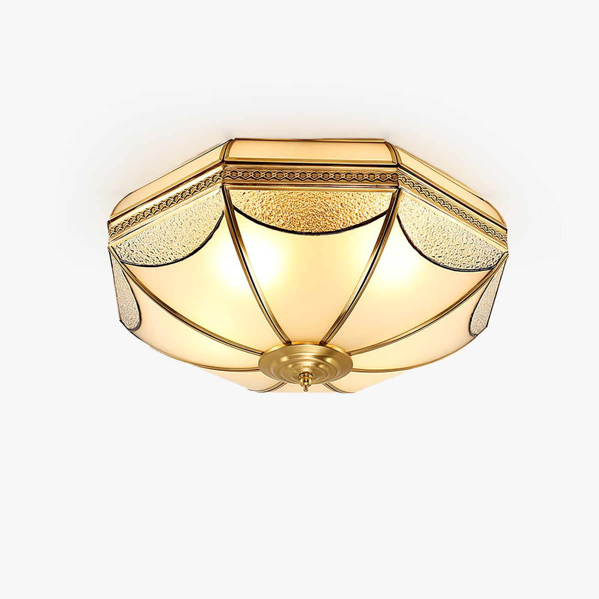 Ellaeara plafondlamp met messing en glas, domevorm
