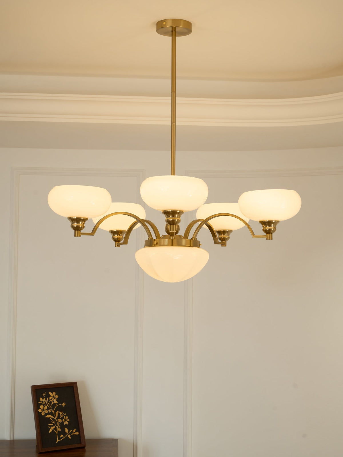 Veliniel kroonluchter Warre Satin Nickel glas IJzer