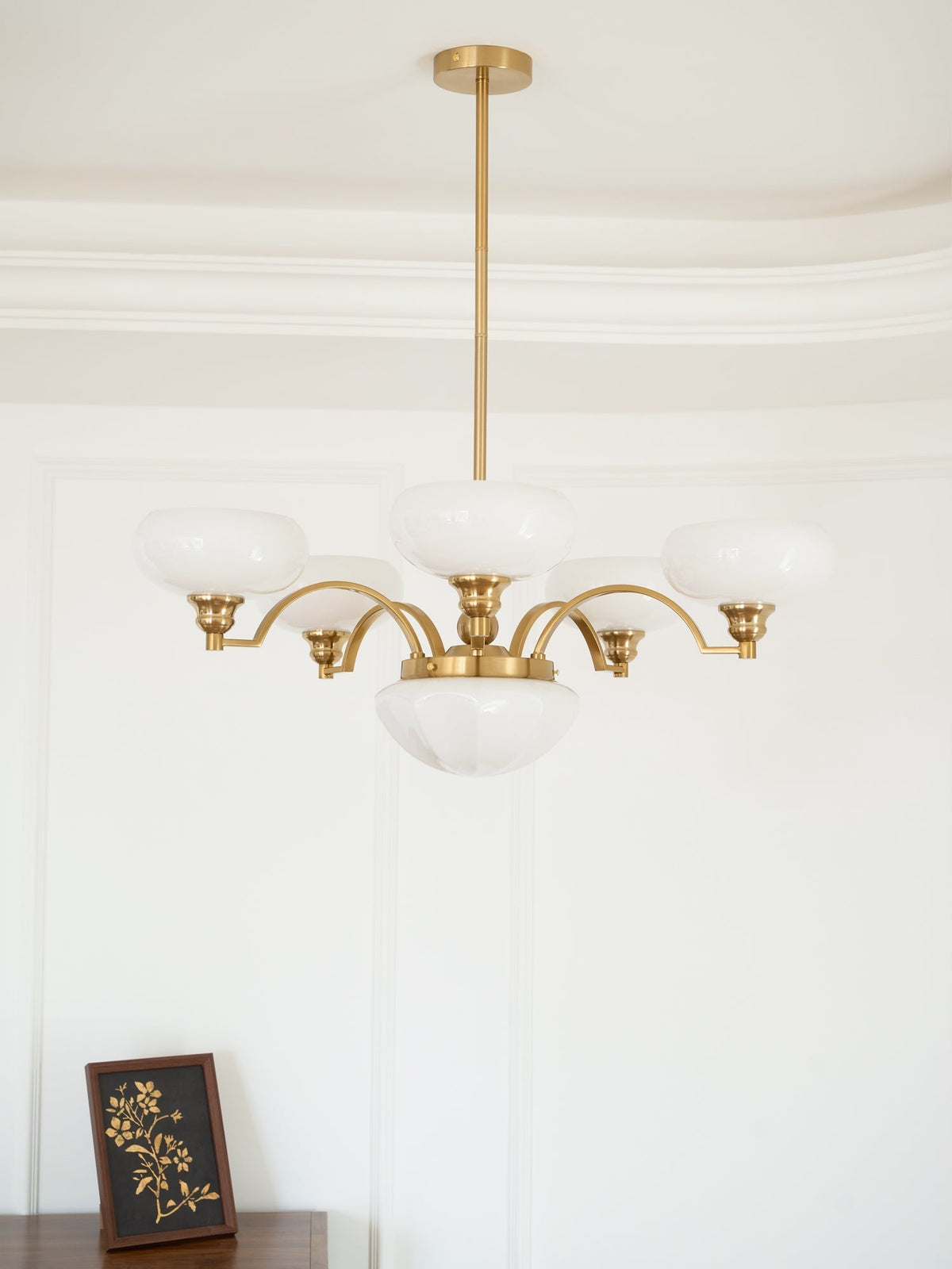 Veliniel kroonluchter Warre Satin Nickel glas IJzer