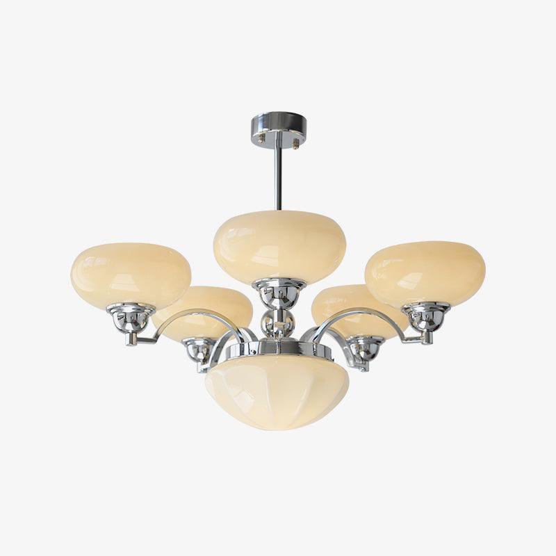 Veliniel kroonluchter Warre Satin Nickel glas IJzer