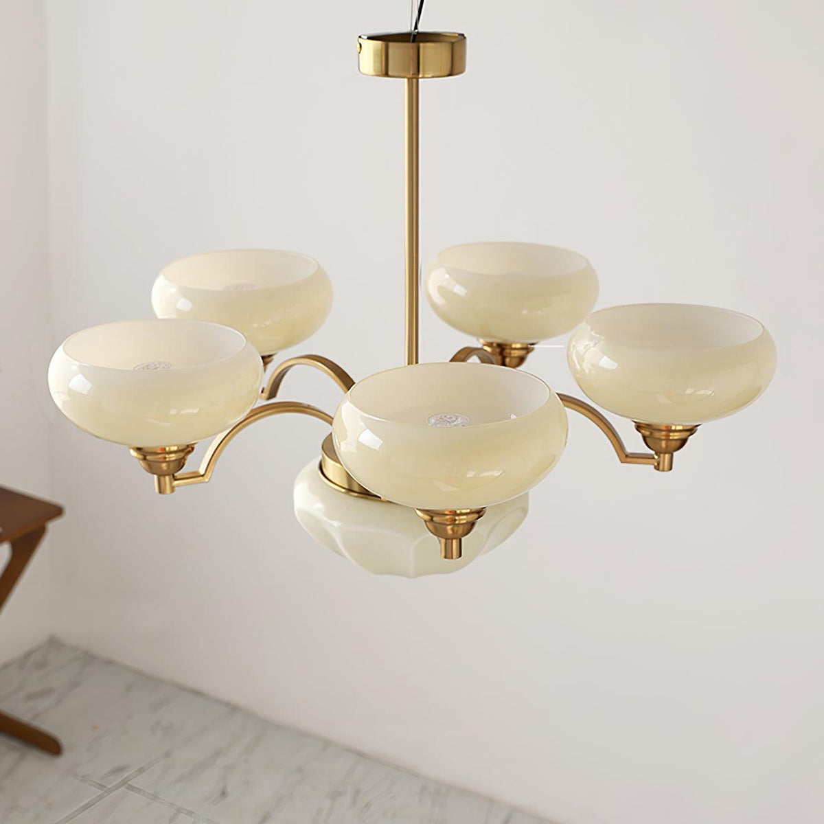 Veliniel kroonluchter Warre Satin Nickel glas IJzer