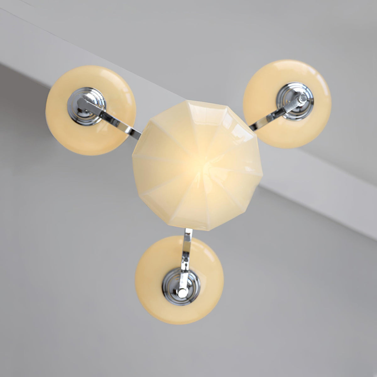 Veliniel kroonluchter Warre Satin Nickel glas IJzer