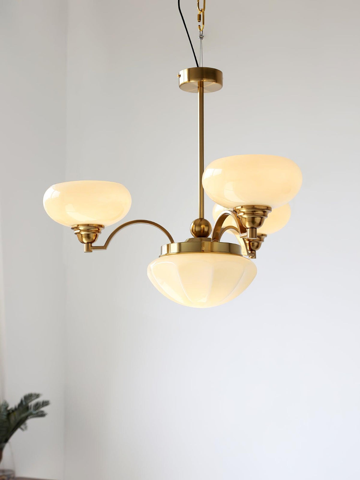 Veliniel kroonluchter Warre Satin Nickel glas IJzer