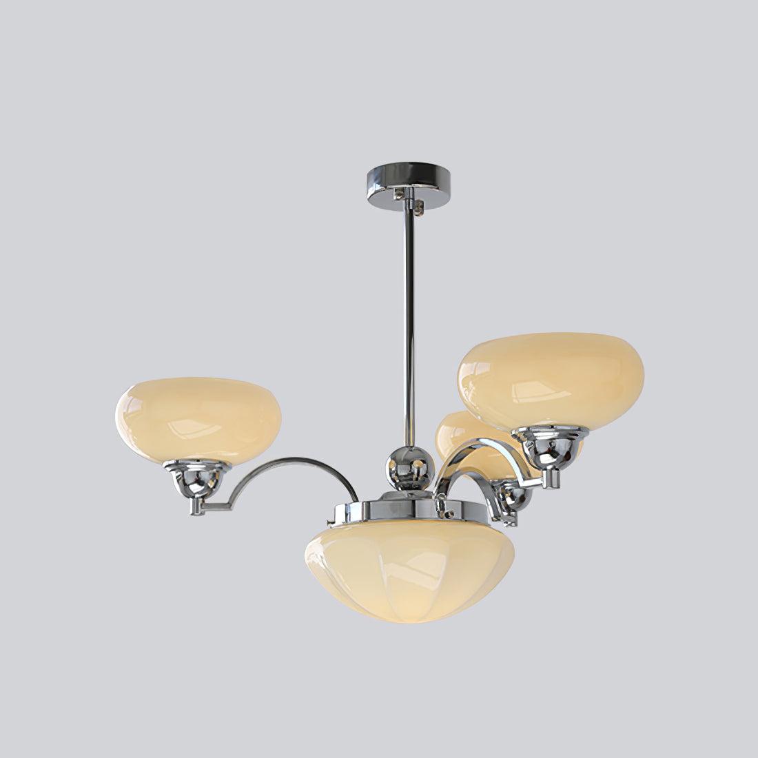 Veliniel kroonluchter Warre Satin Nickel glas IJzer