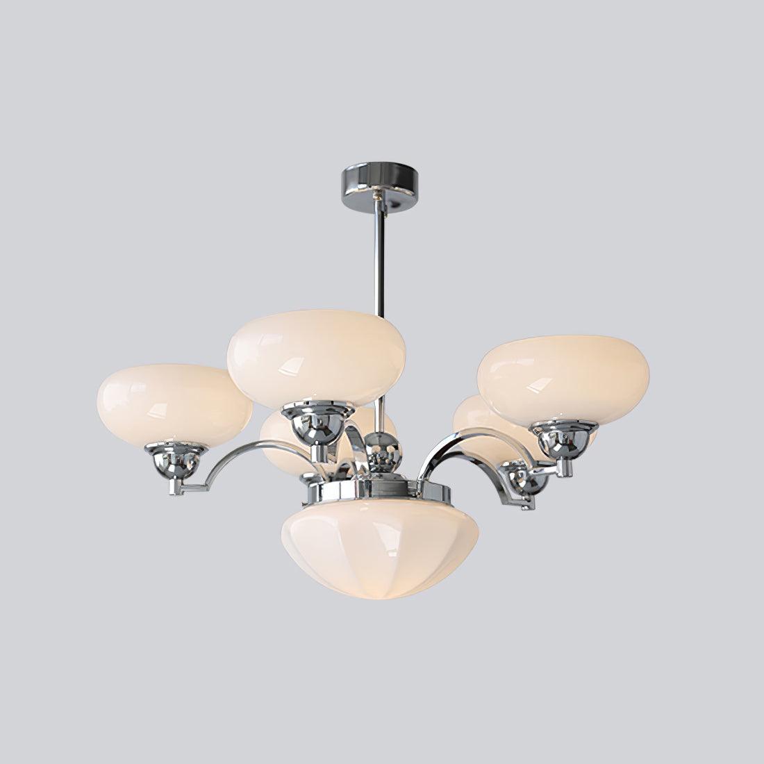 Veliniel kroonluchter Warre Satin Nickel glas IJzer