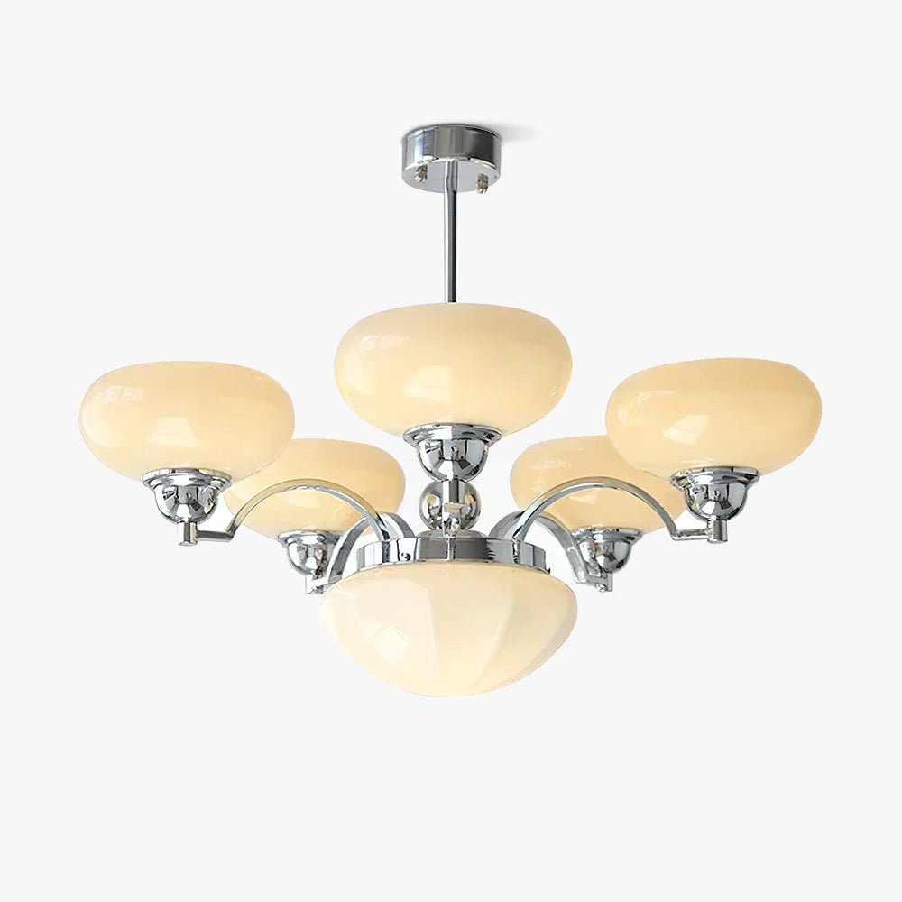 Veliniel kroonluchter Warre Satin Nickel glas IJzer