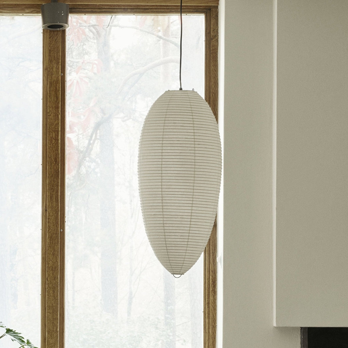 Myraean Moderne minimalistische hanglamp met bamboe en papier in kastanjebruin