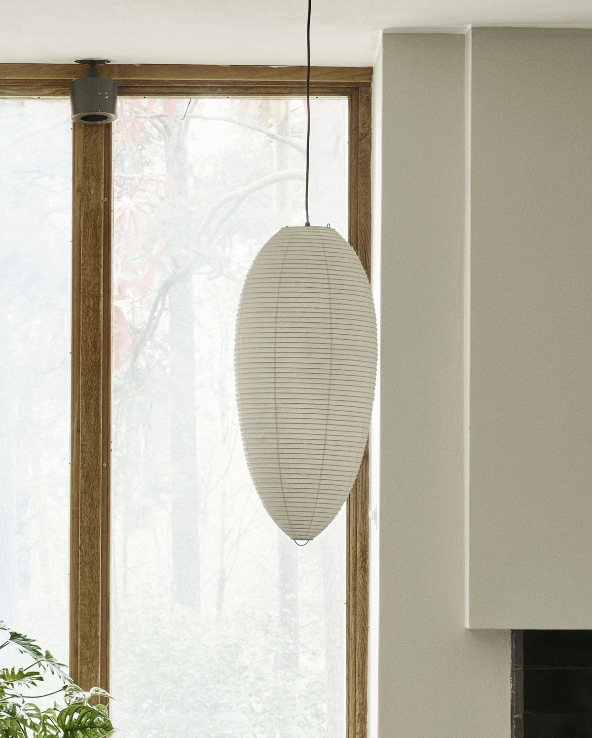 Myraean Moderne minimalistische hanglamp met bamboe en papier in kastanjebruin