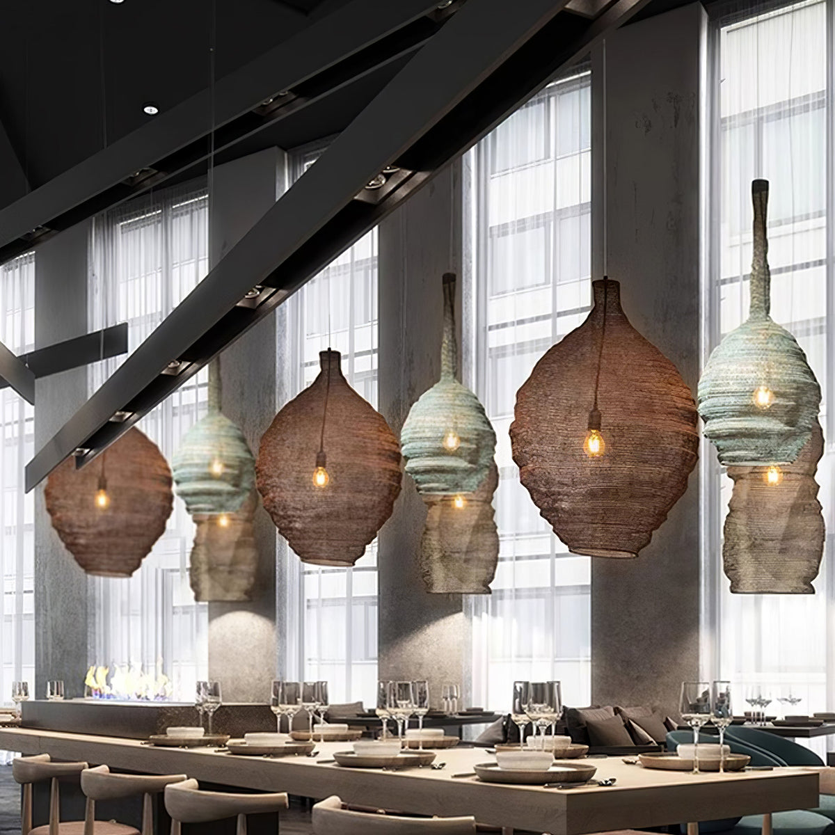 Vae industriële hanglamp van draad