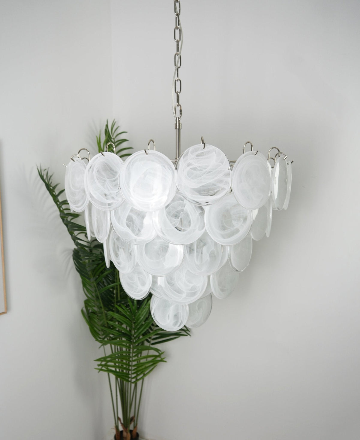 Veloelle Kroonluchter Wit Murano-glas Schijf Hedendaags