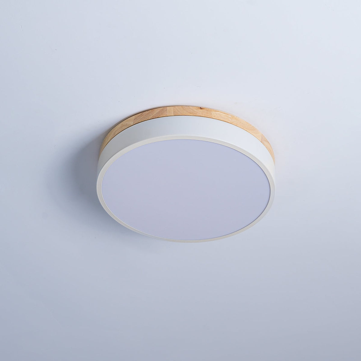 Daelis Witte Ronde plafondlamp met Houten Accent