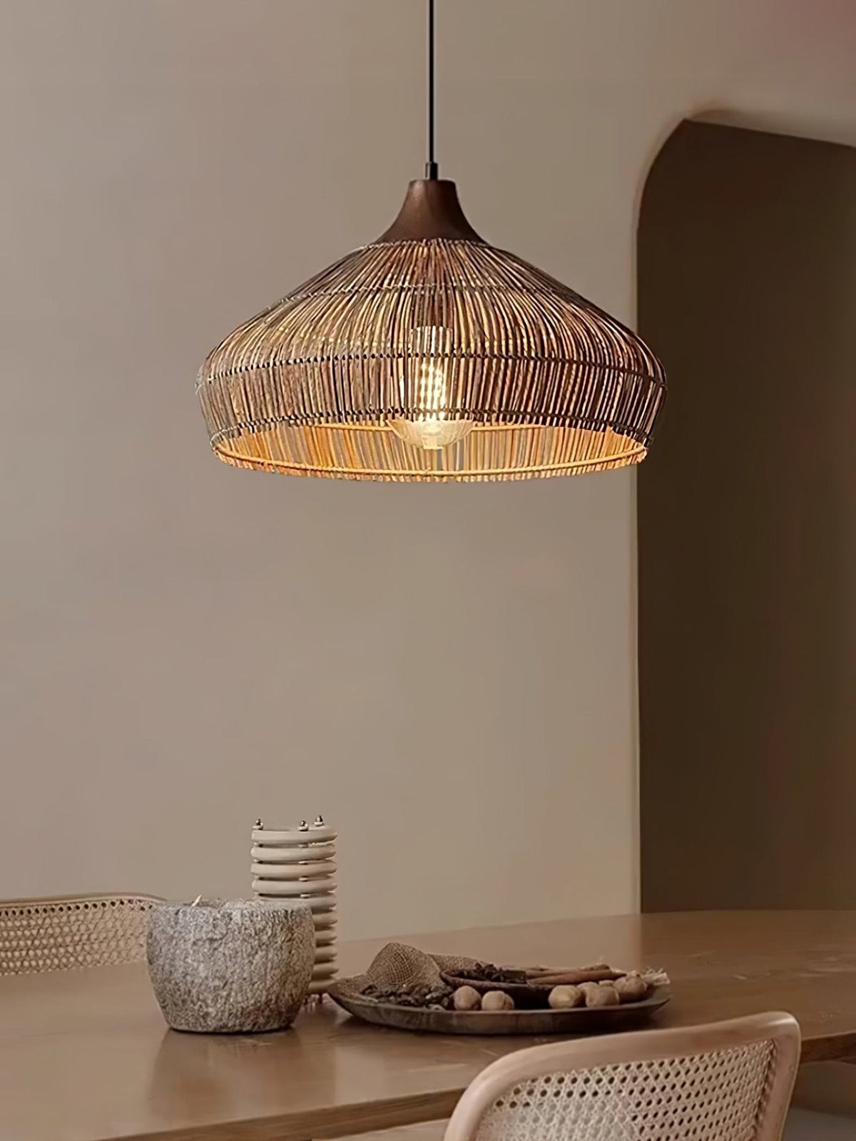 Lythean elegantie Art hanglamp van rotan en hout