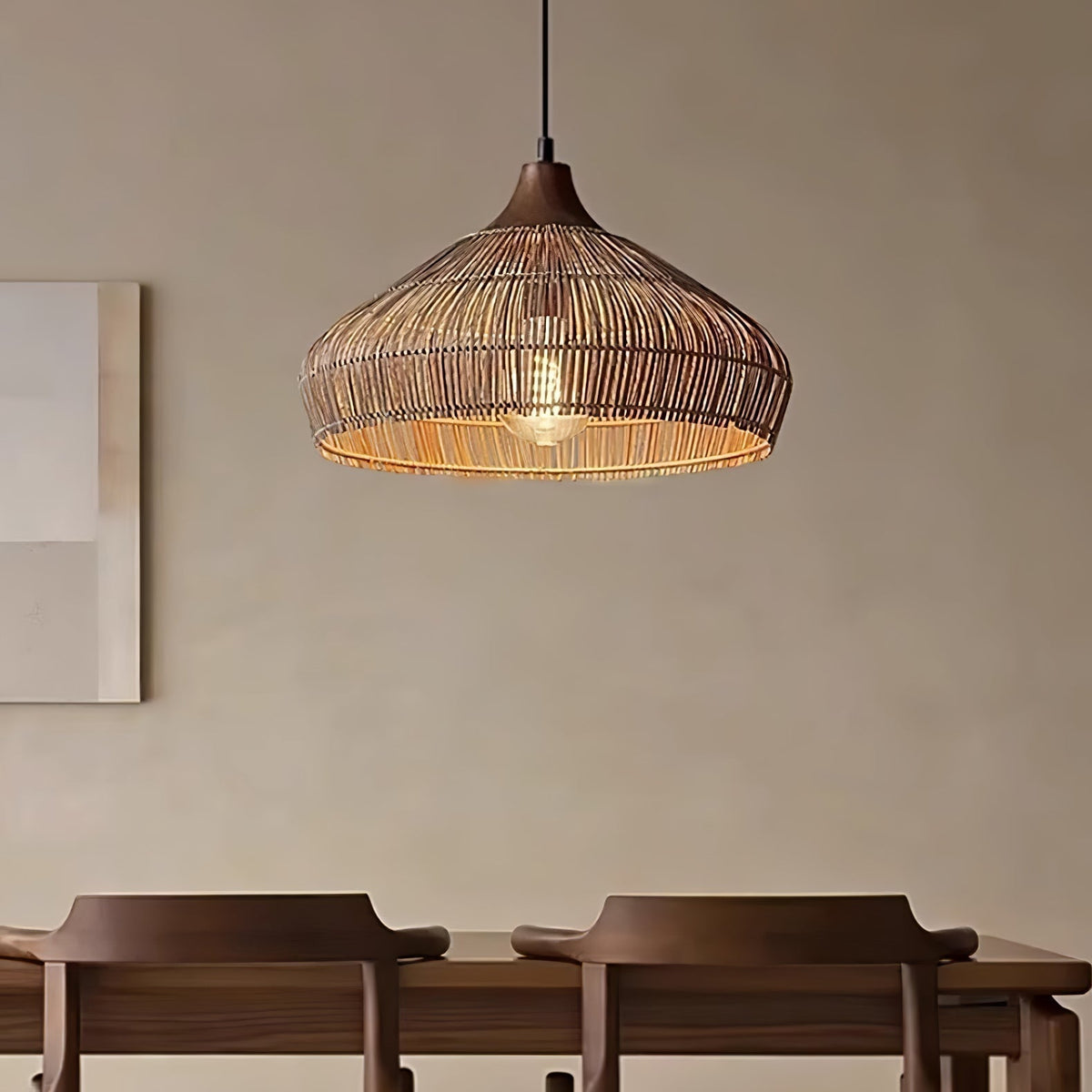 Lythean elegantie Art hanglamp van rotan en hout