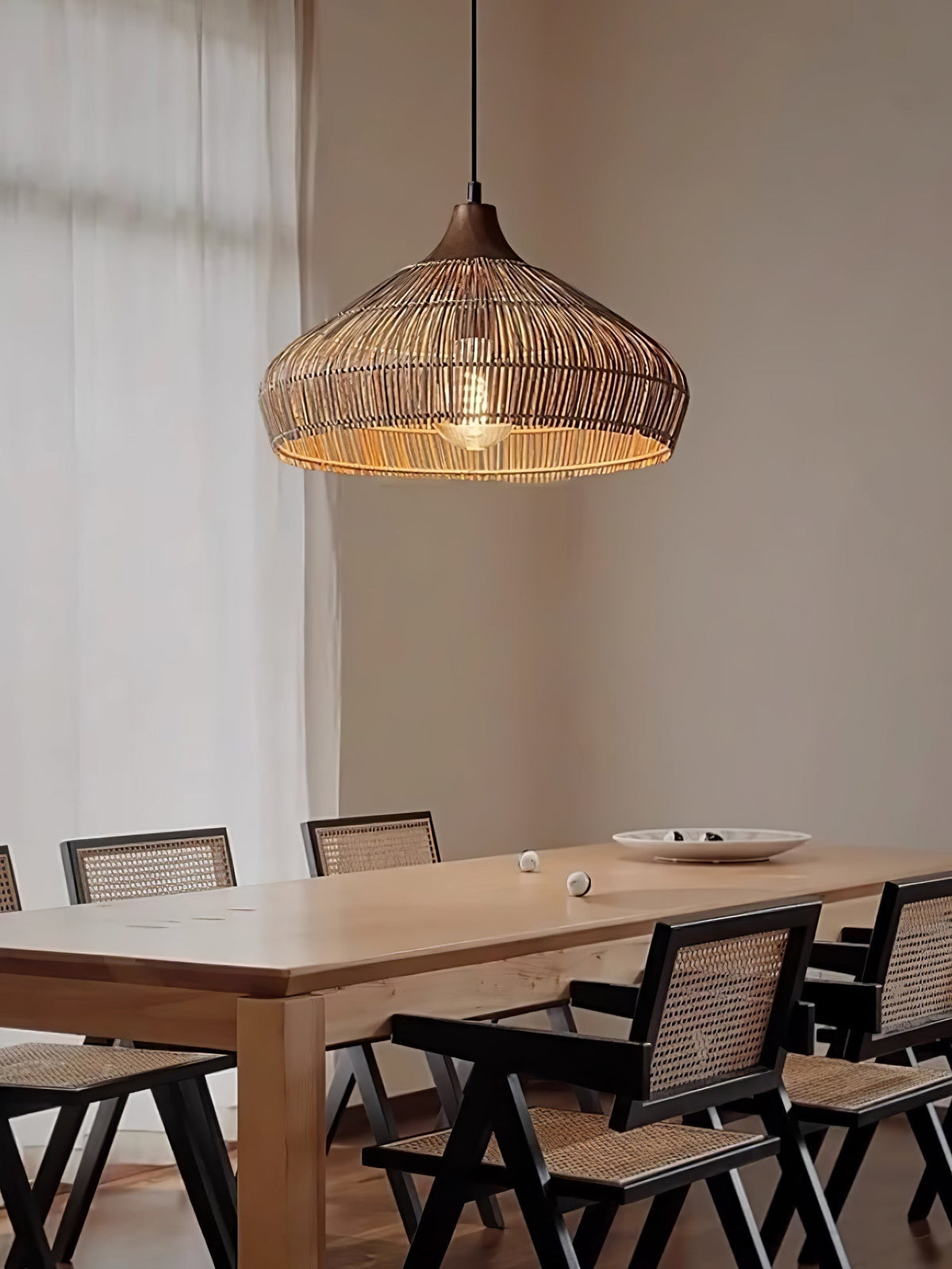 Lythean elegantie Art hanglamp van rotan en hout