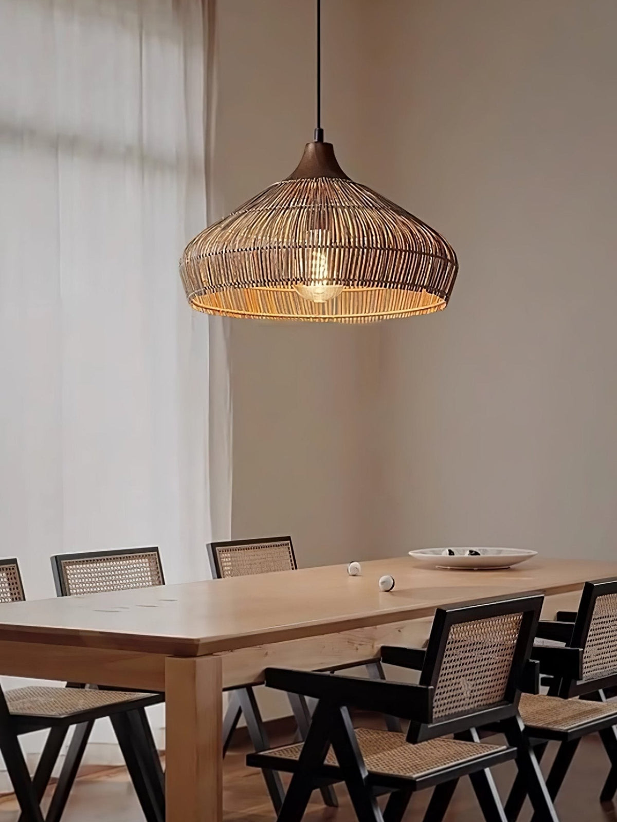 Lythean elegantie Art hanglamp van rotan en hout