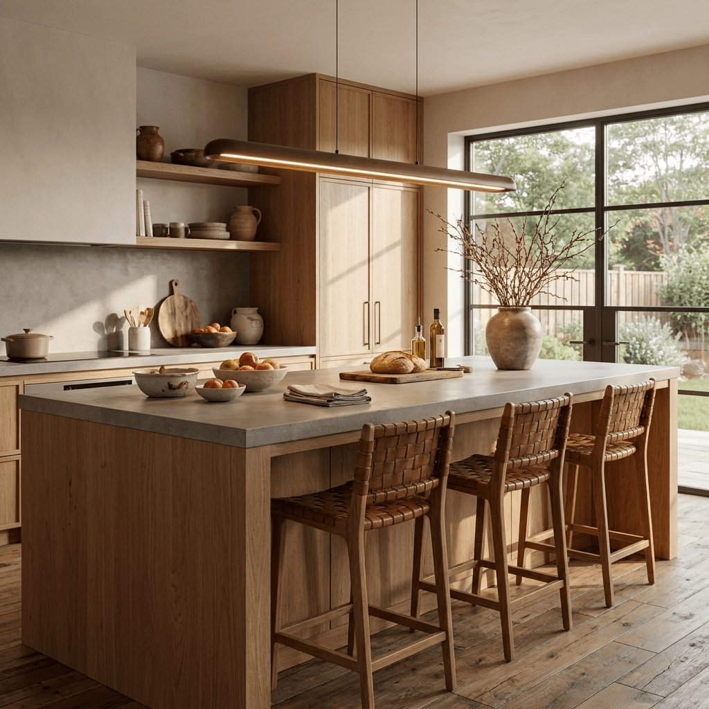 Wide hout Linear hanglamp