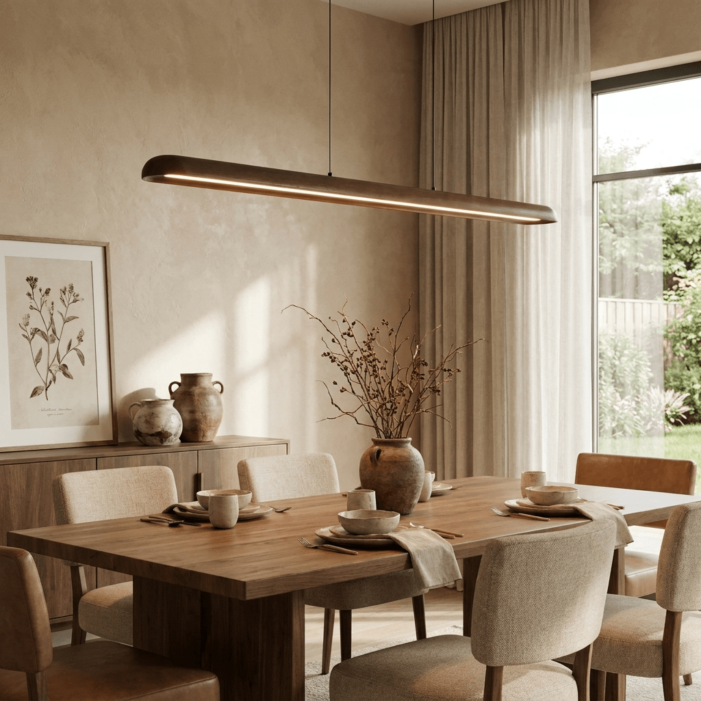 Wide hout Linear hanglamp