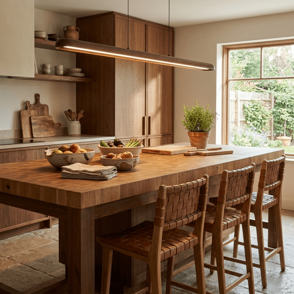 Wide hout Linear hanglamp