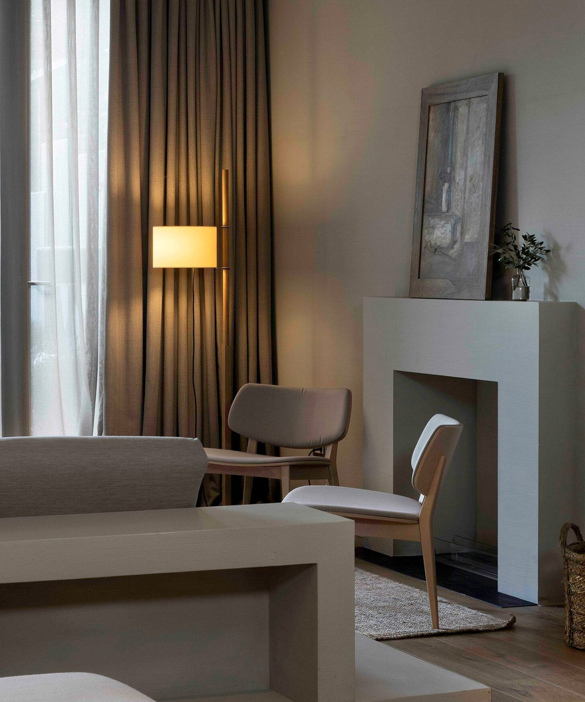 Jex Houten Stoffen vloerlamp