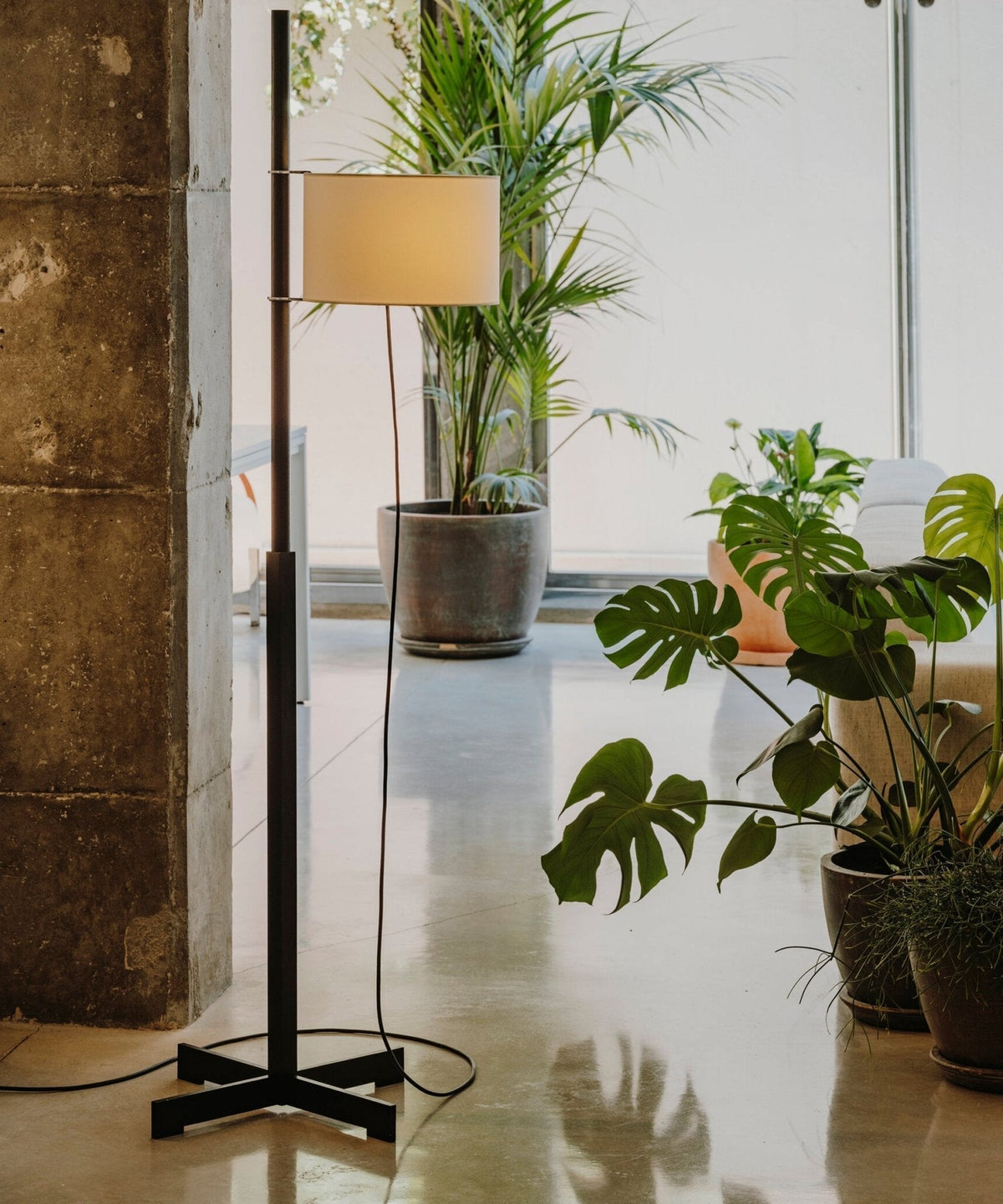 Jex Houten Stoffen vloerlamp