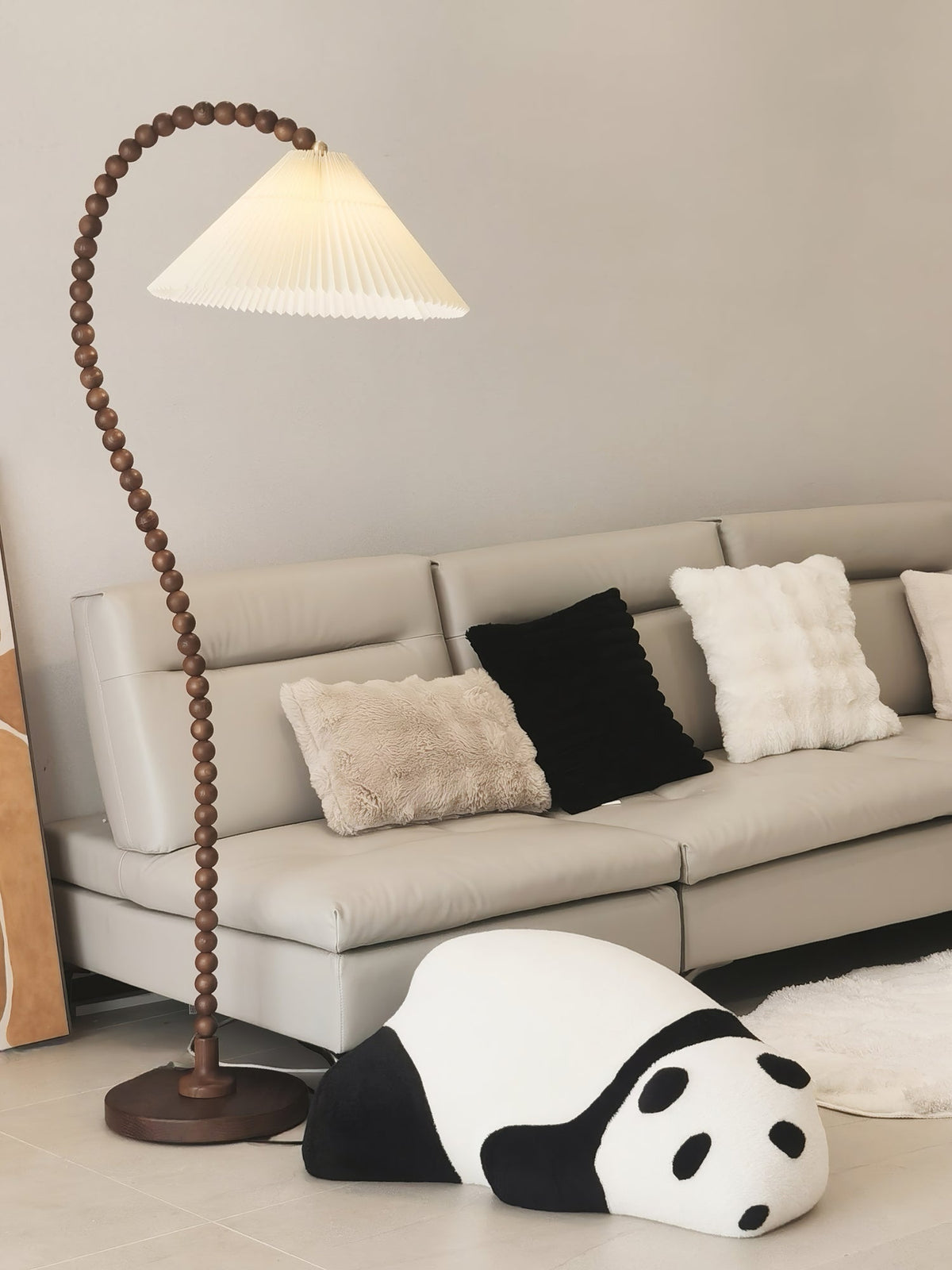 Nadia Moderne vloerlamp van walnoothout
