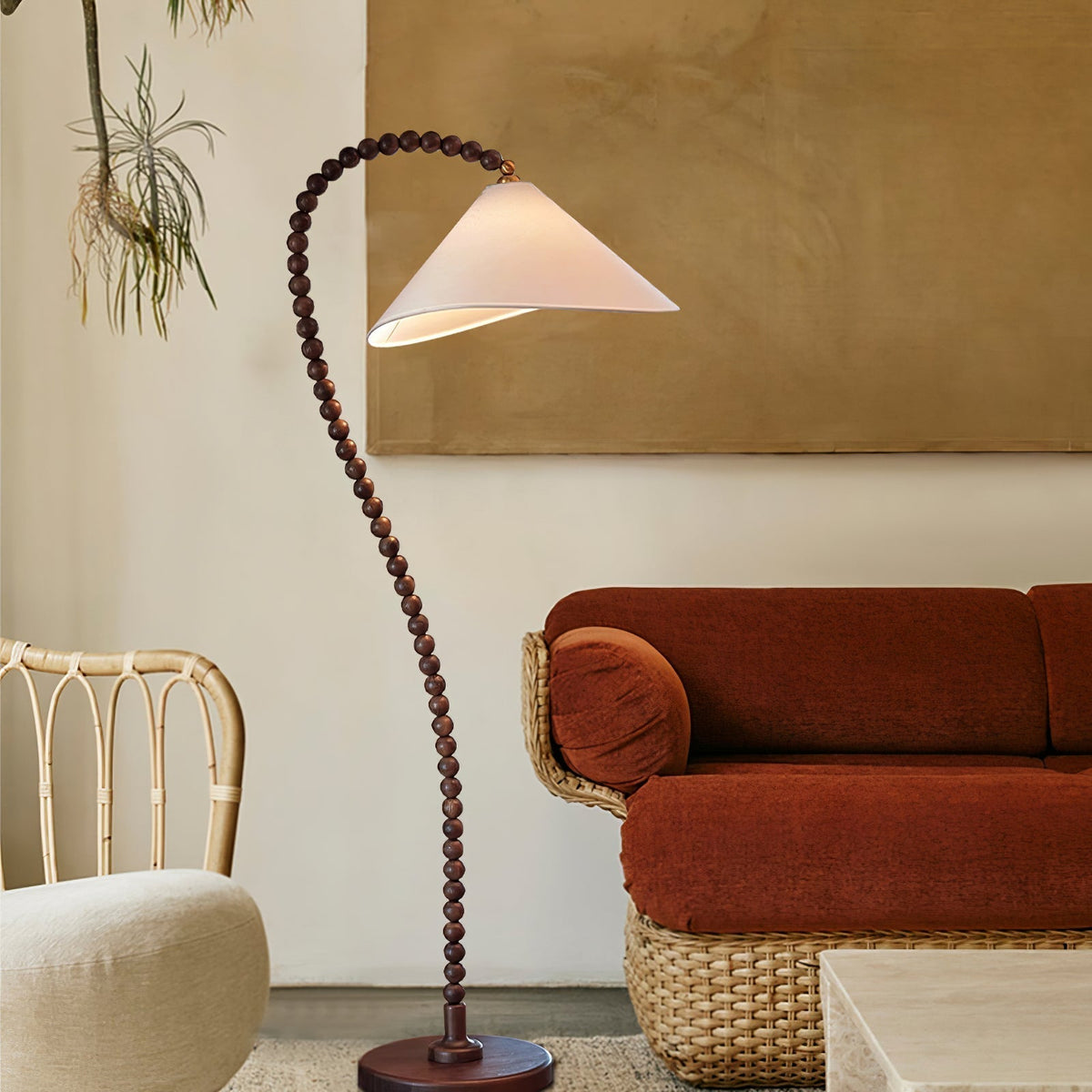 Nadia Moderne vloerlamp van walnoothout