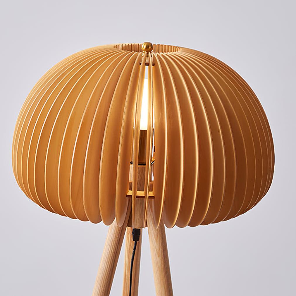 Zetalyre houten vloerlamp met driepoot