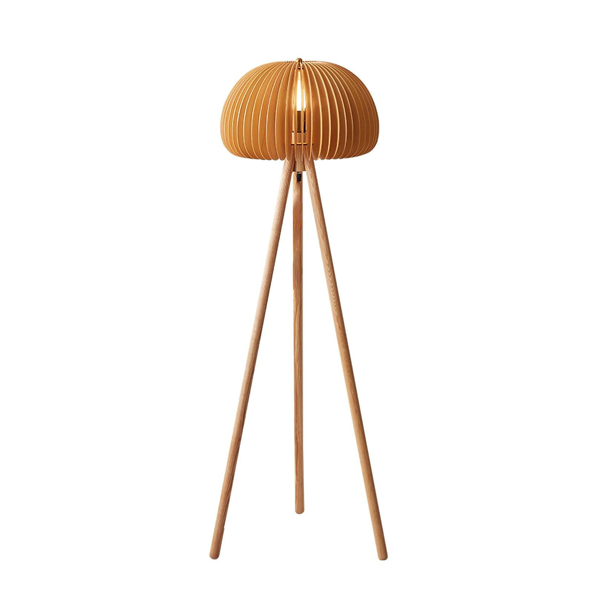 Zetalyre houten vloerlamp met driepoot