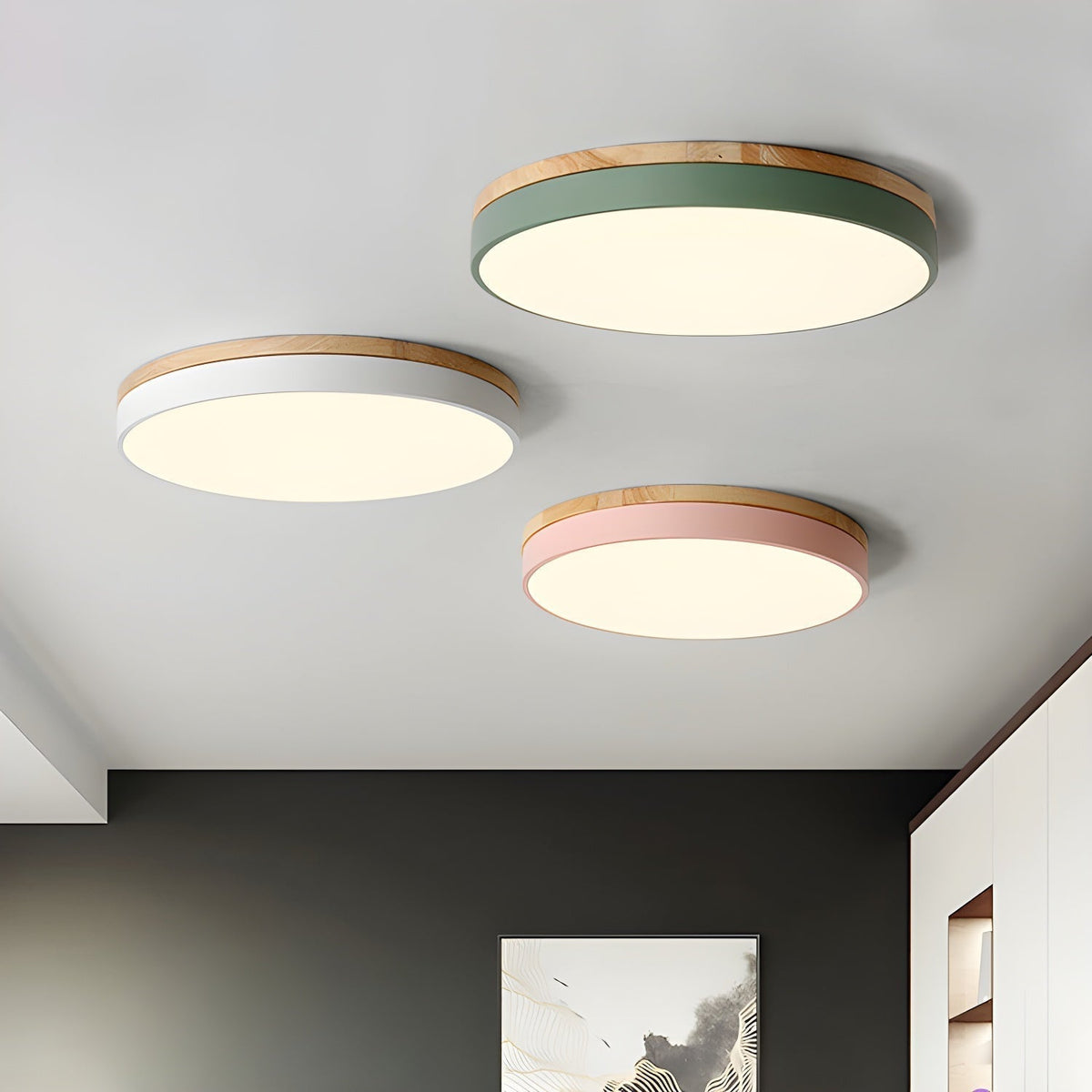 Mireth Plafondlamp Rond Hout Grijs modern Minimalistisch