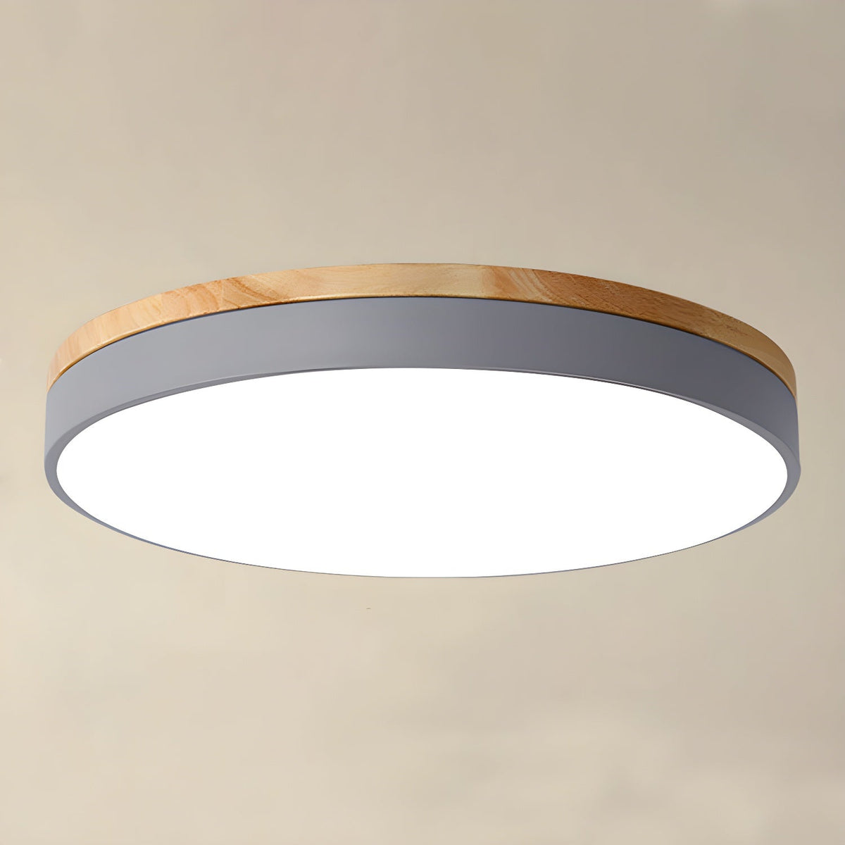 Mireth Plafondlamp Rond Hout Grijs modern Minimalistisch