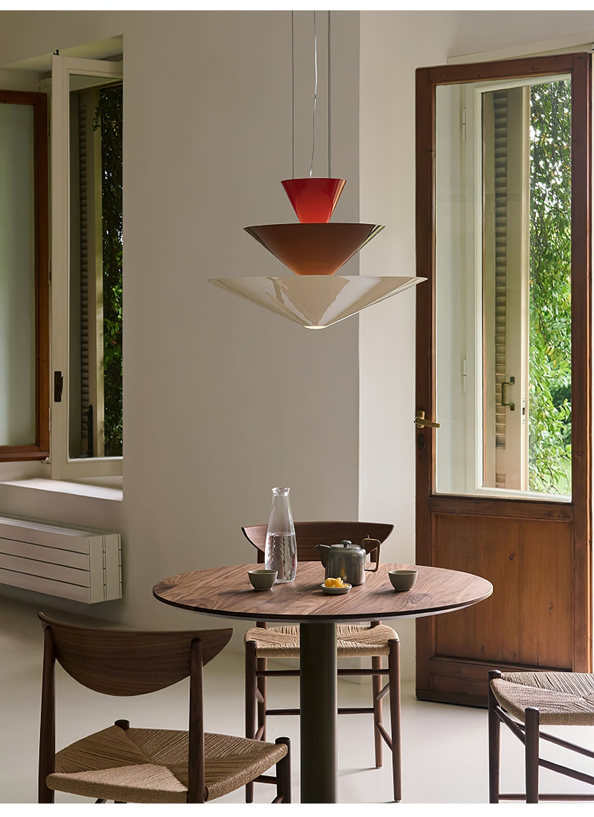 Pyramia hanglamp met gestapelde kleurblokken
