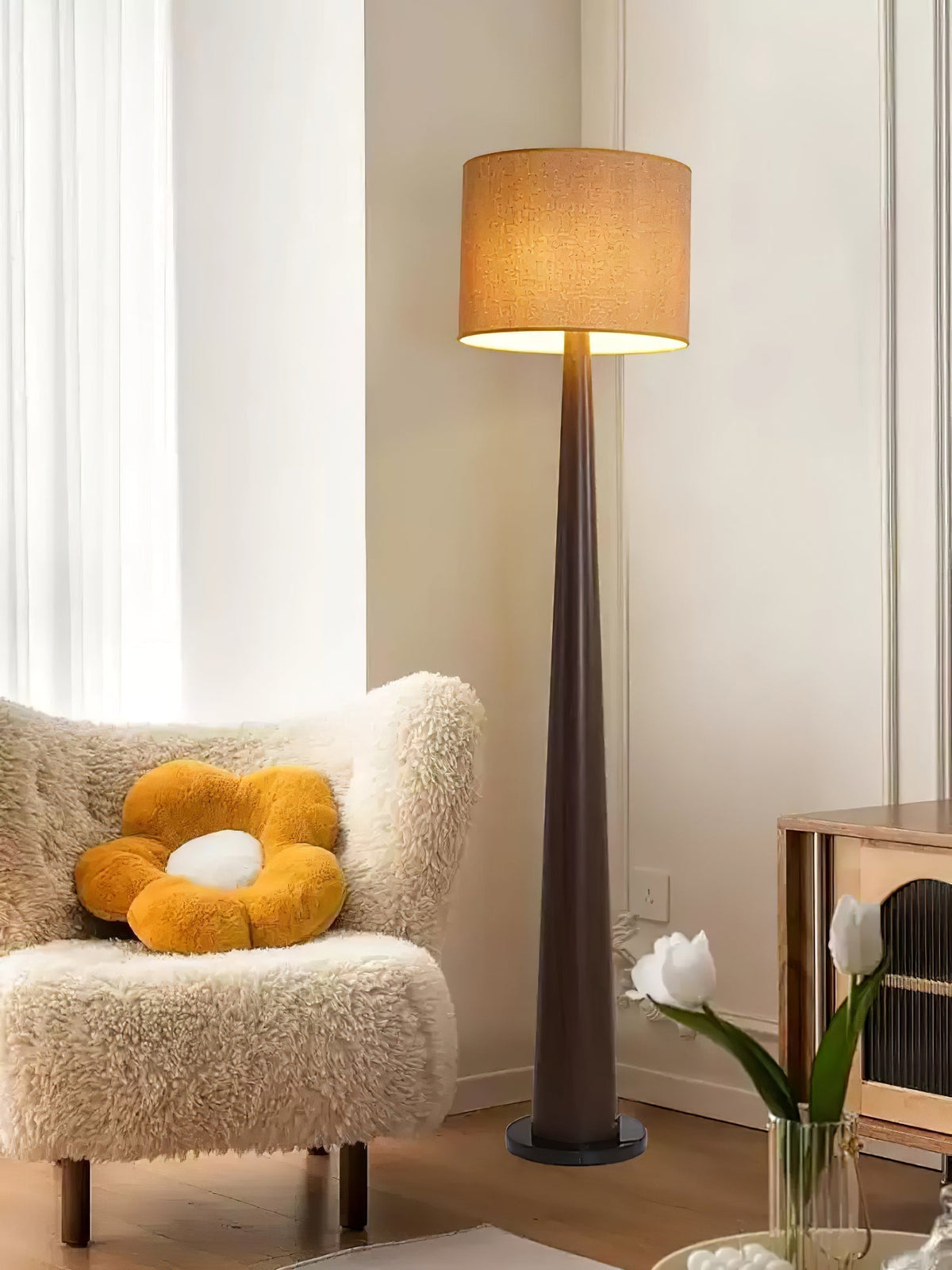 Ersilir Cylindrische houten vloerlamp