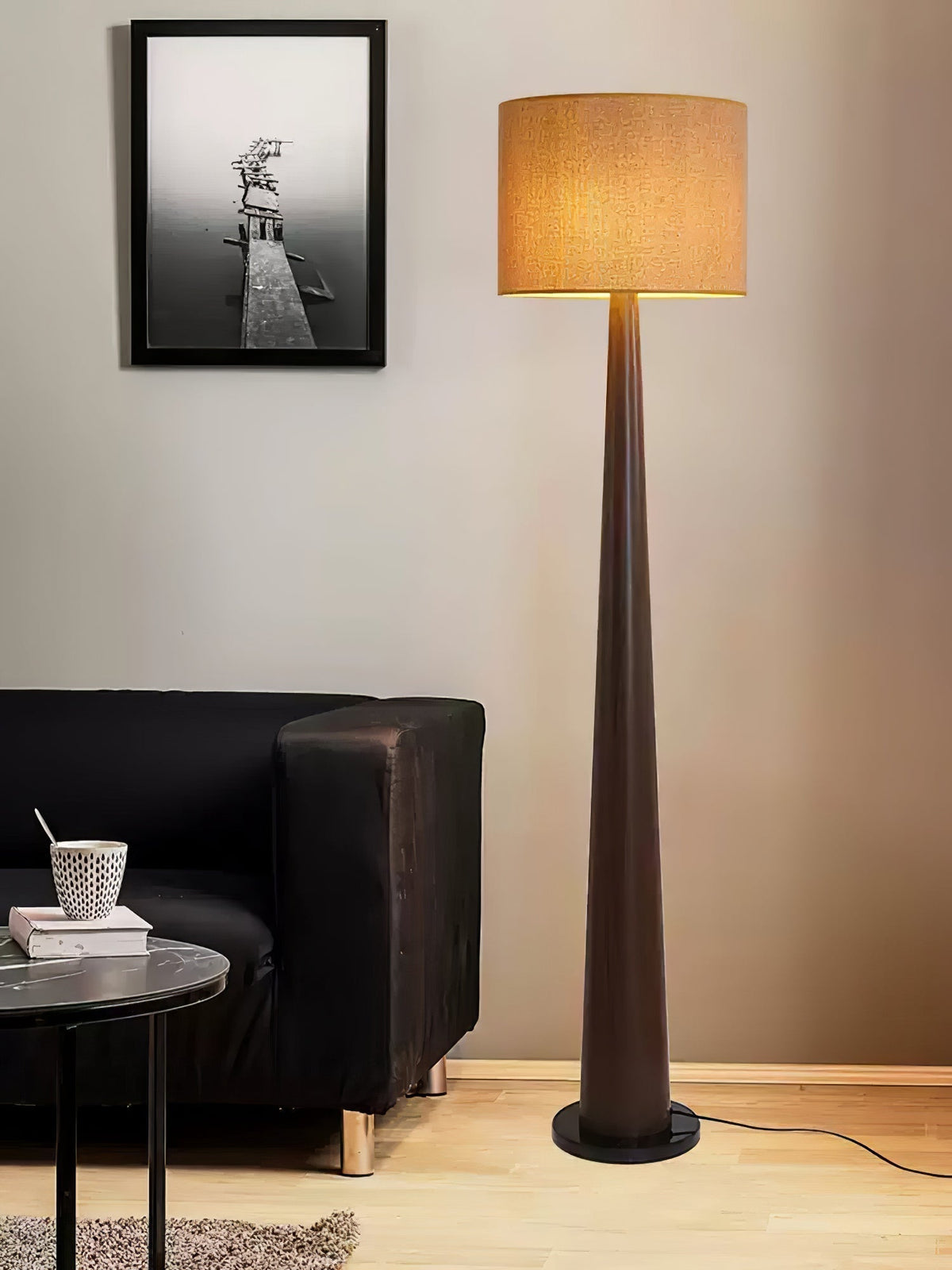 Ersilir Cylindrische houten vloerlamp