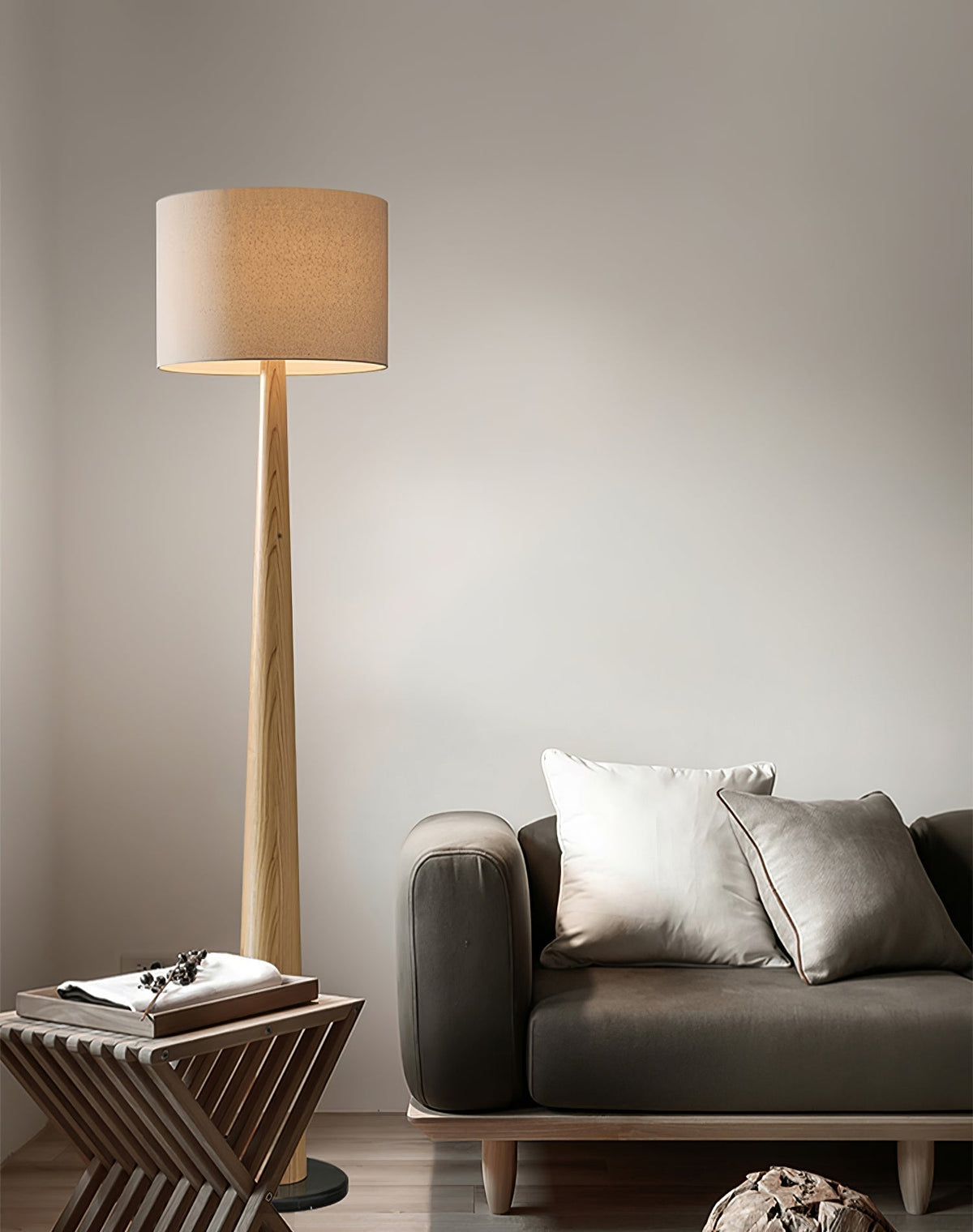 Ersilir Cylindrische houten vloerlamp