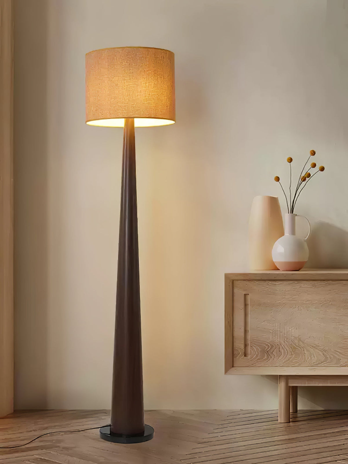 Ersilir Cylindrische houten vloerlamp