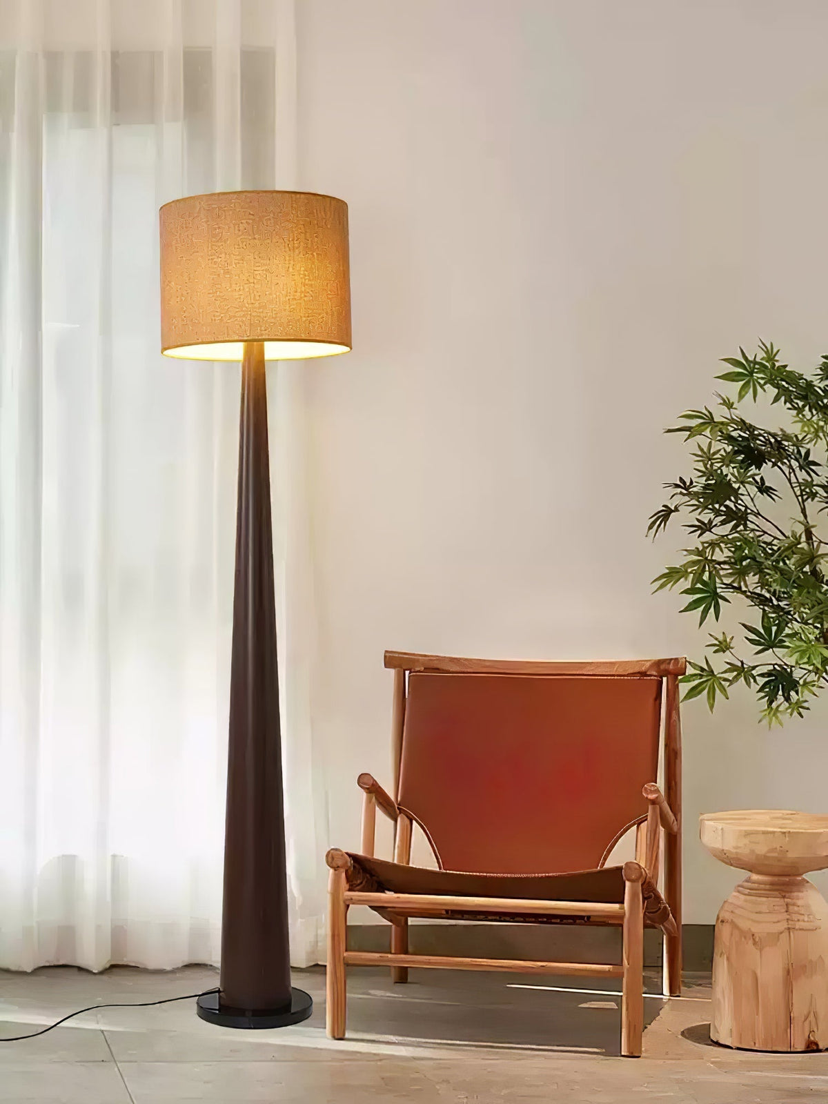 Ersilir Cylindrische houten vloerlamp