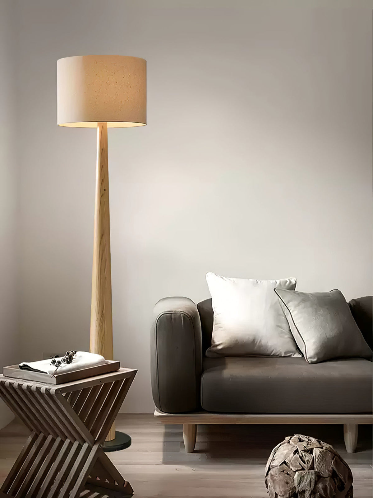 Ersilir Cylindrische houten vloerlamp