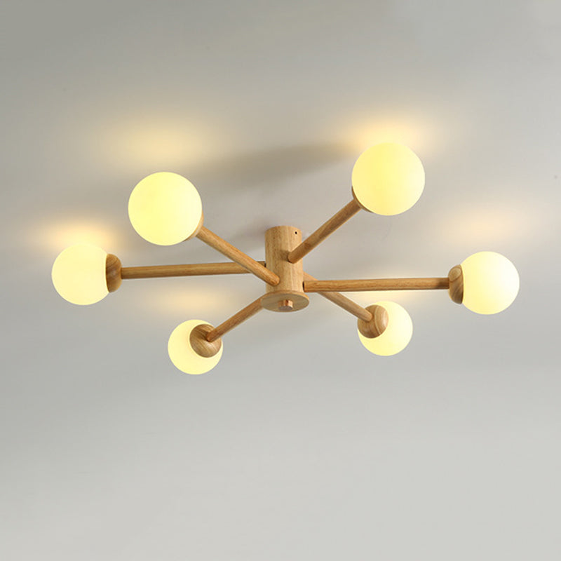 Ozawa Moderne Plafondlampen Hout Glas Woonkamer Slaapkamer Eetkamer