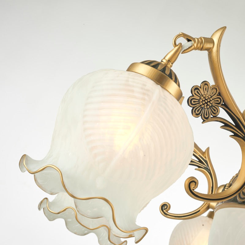 Félicie Retro Bloem LED Wandlamp Metaal/Glas Brons/Wit Slaap/Woon/Badkamer