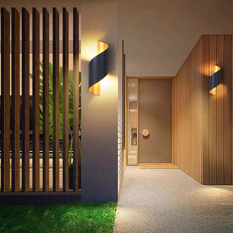 Orr Binnen Waterbestendig Metaal Spiraal Led Wandlampen Zwart Goud Tuin