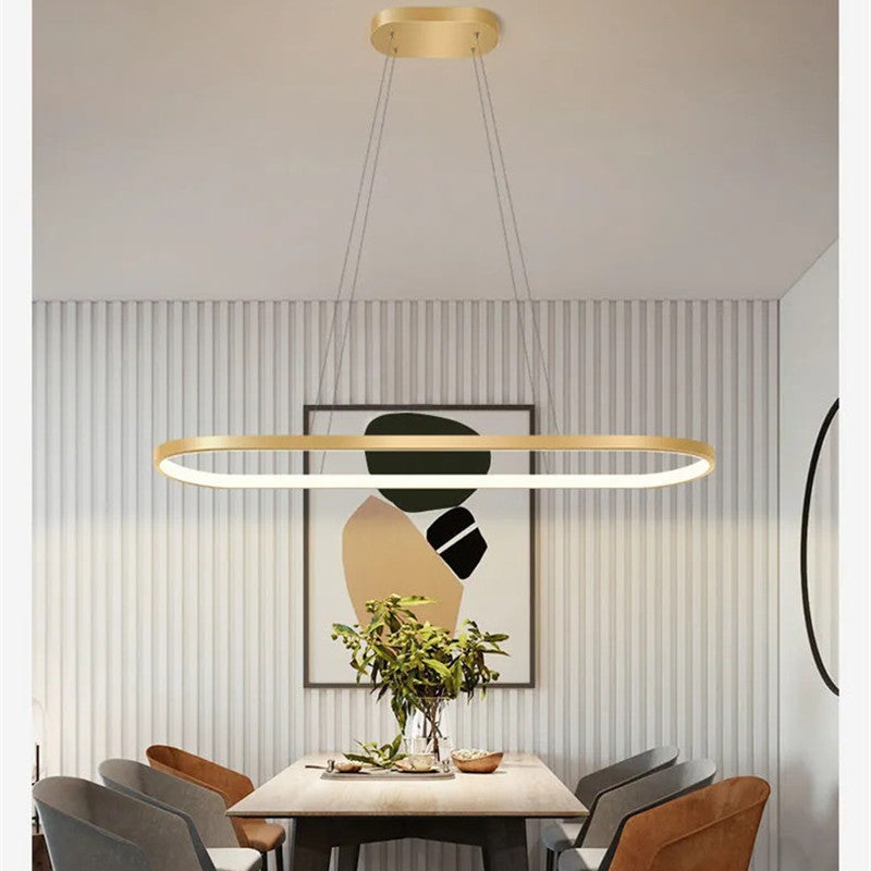 Edge Moderne Oval LED Hanglamp Zwart/Wit/Goud Metaal/Silicone Woon/Eetkamer